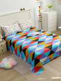 Story@home Blue White Floral Cotton 144 TC Queen Bedsheet With 2 Pillow Covers