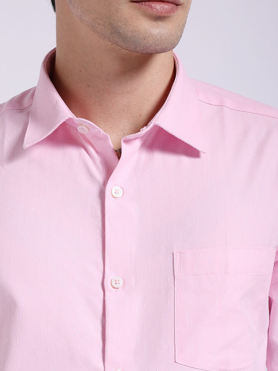The Indian Garage Co. X Luxe Spread Collar Slim Fit Textured Formal Shirt