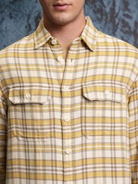 LOCOMOTIVE Textured Checked Utility Pocket Overshirt