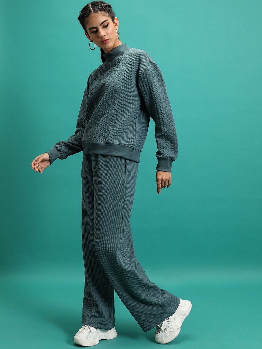 Tokyo Talkies Women  Sweatshirt With Track Pants Co-Ords