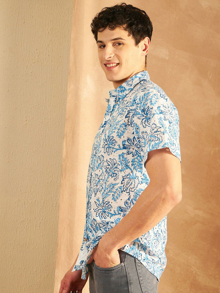 DENNISON Block Printed Schiffli Oversized Casual Shirt