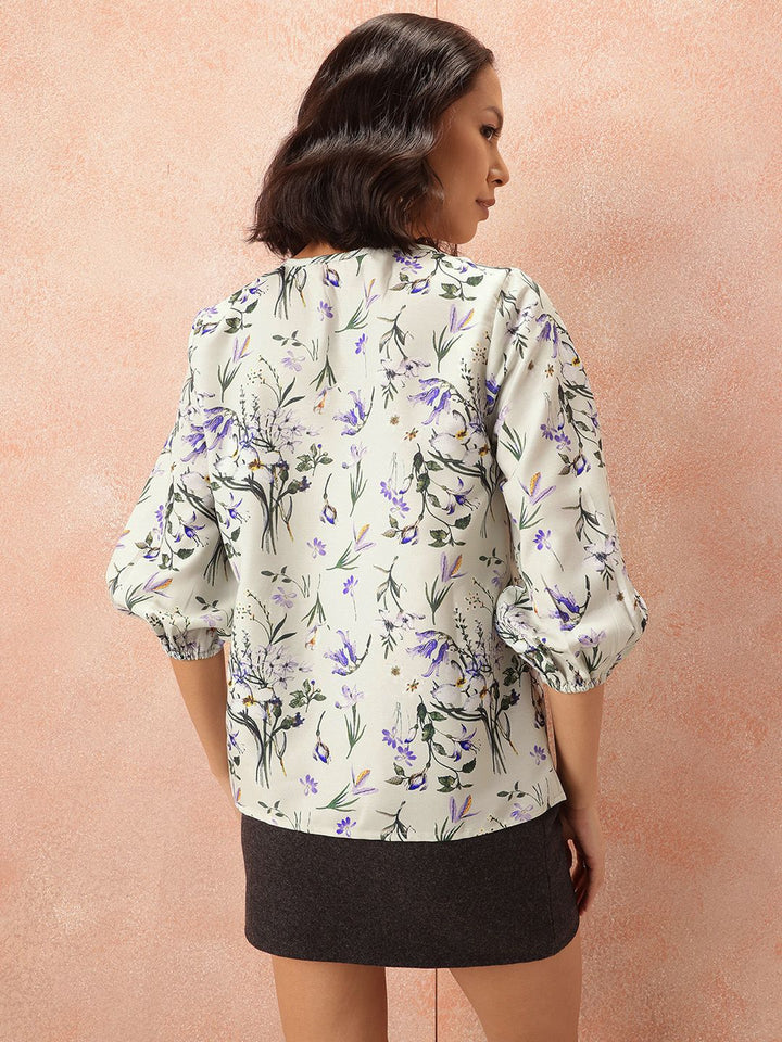 all about you Floral Print Puff Sleeve Top