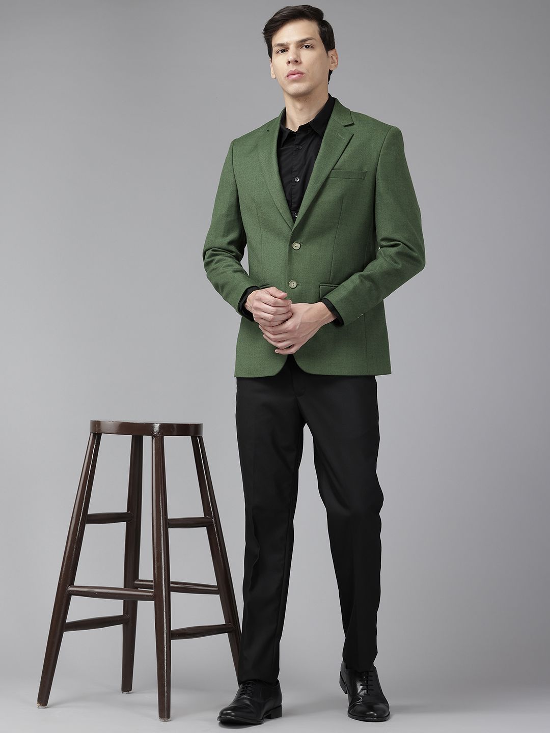 Park Avenue Notched Lapel Collar Single-Breasted Formal Blazer