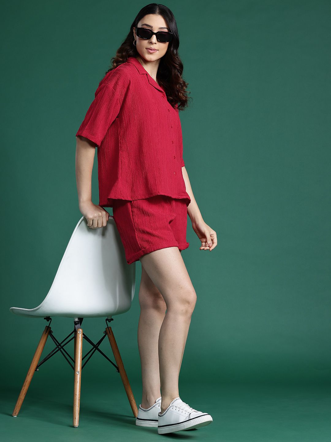 Baju bertekstur dressberry dengan seluar pendek co-ords