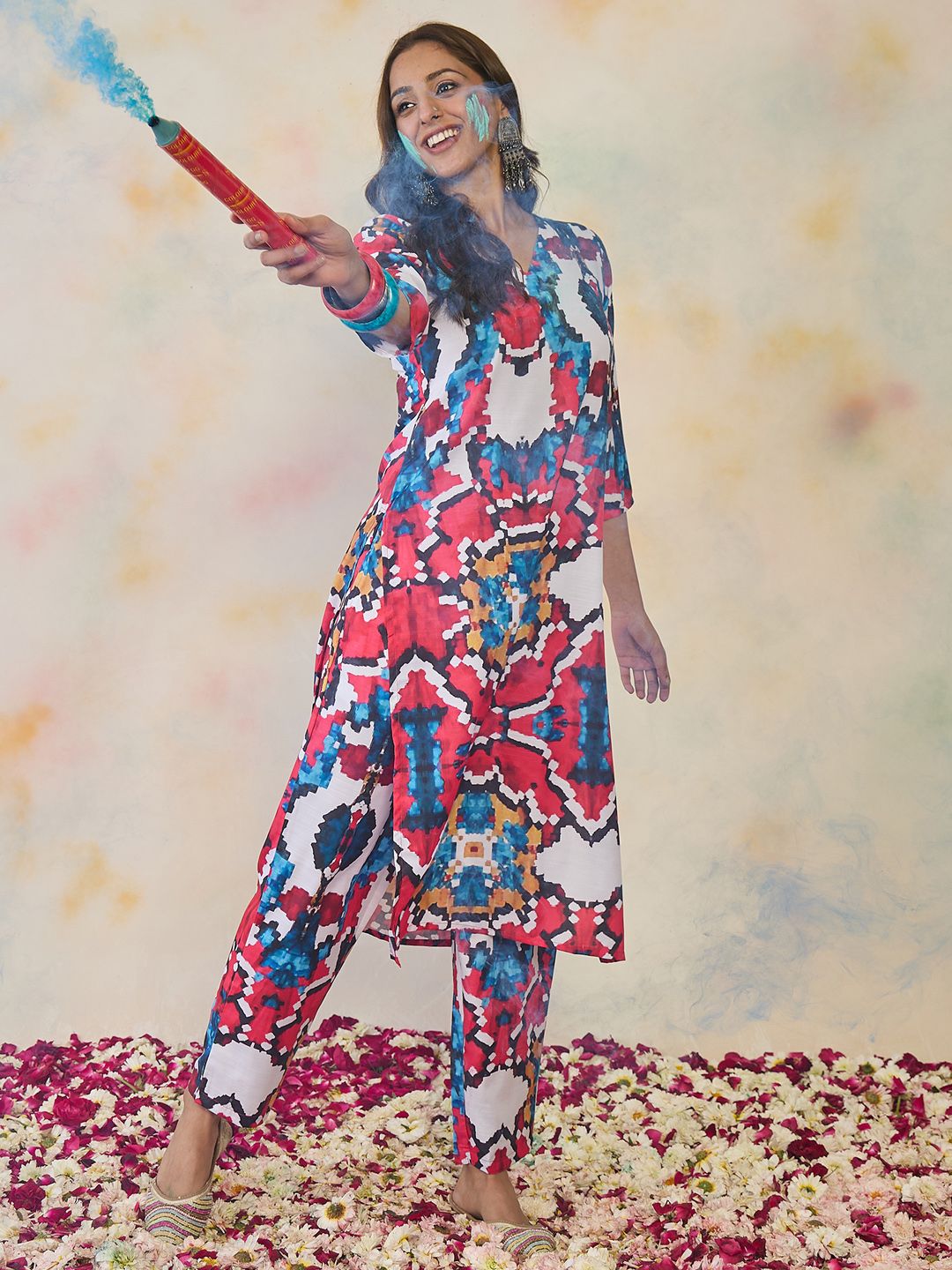 Indo Era Women Printed Regular Kurta with Trousers