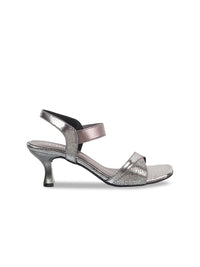 Metro  Women Grey Embellished Kitten Sandals