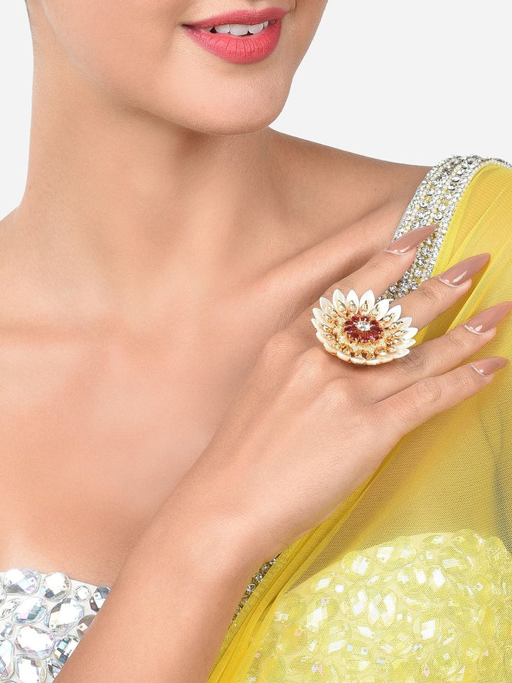 Zaveri Pearls Gold Plated Stone Studded Adjustable Finger Rings