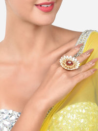 Zaveri Pearls Gold Plated Stone Studded Adjustable Finger Rings