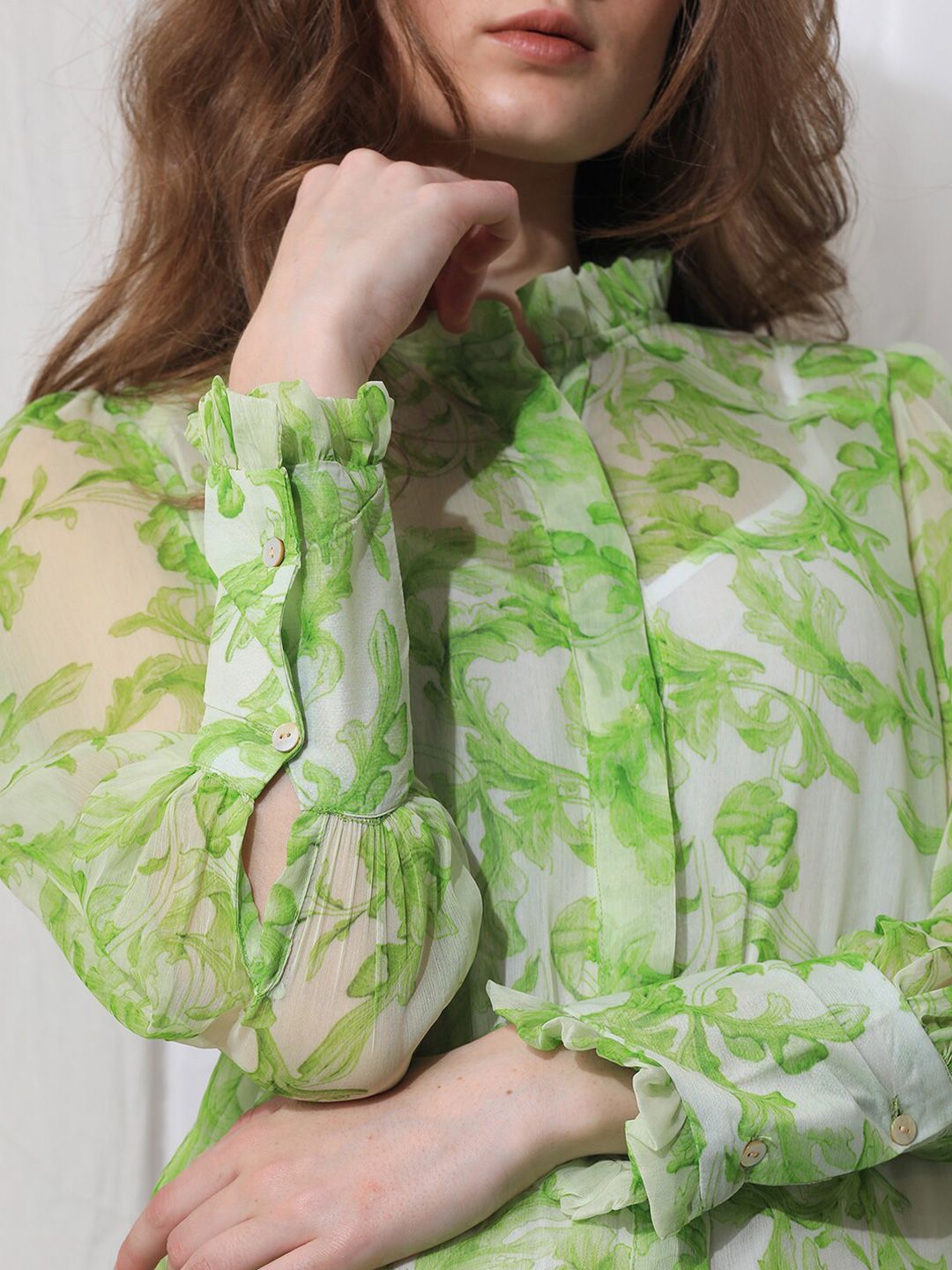 RAREISM Abstract Print Puff Sleeve Drop-Waist Dress