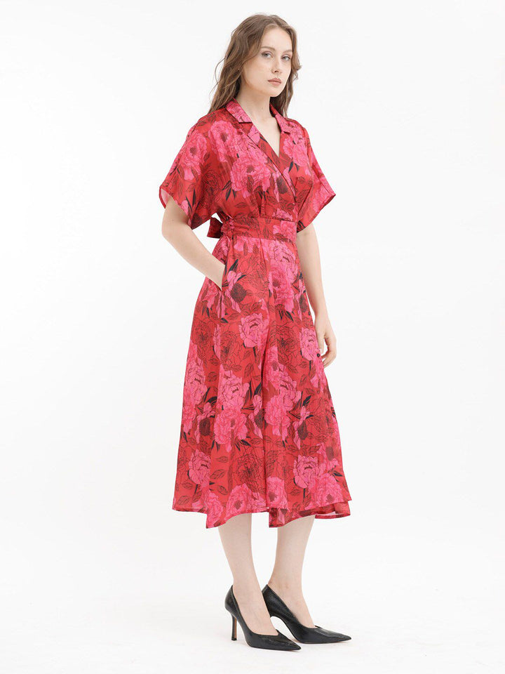 RAREISM Floral Print V-Neck Fit & Flare Midi Dress