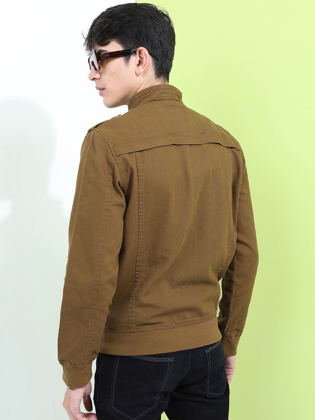 HIGHLANDER Men Khaki Solid Bomber Jacket
