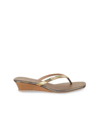 Mochi Gold-Toned Wedge Open Toe Heels