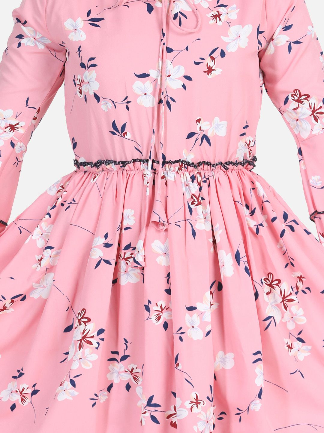 Cutiekins Girls Pink & White Printed Fit & Flare Dress