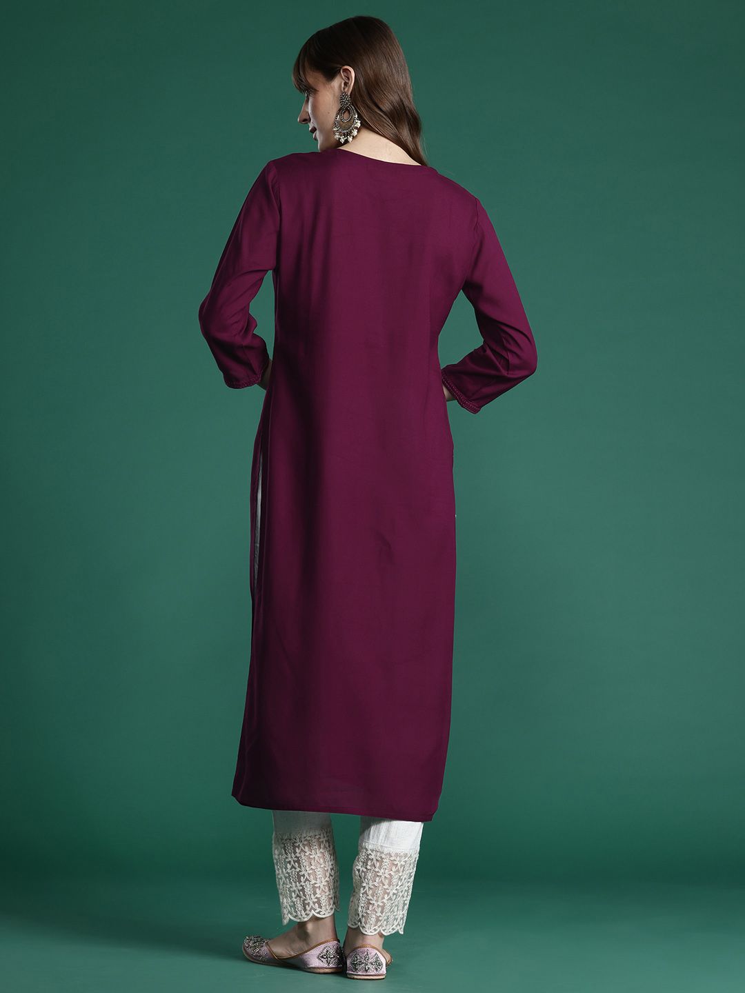 Indo Era Floral Embroidered Thread Work Kurta