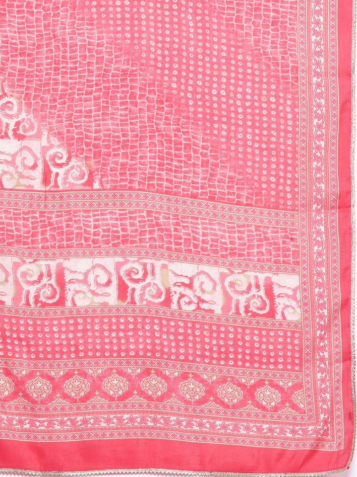 Libas Printed Pleated Gotta Patti Kurta with Palazzos & Dupatta