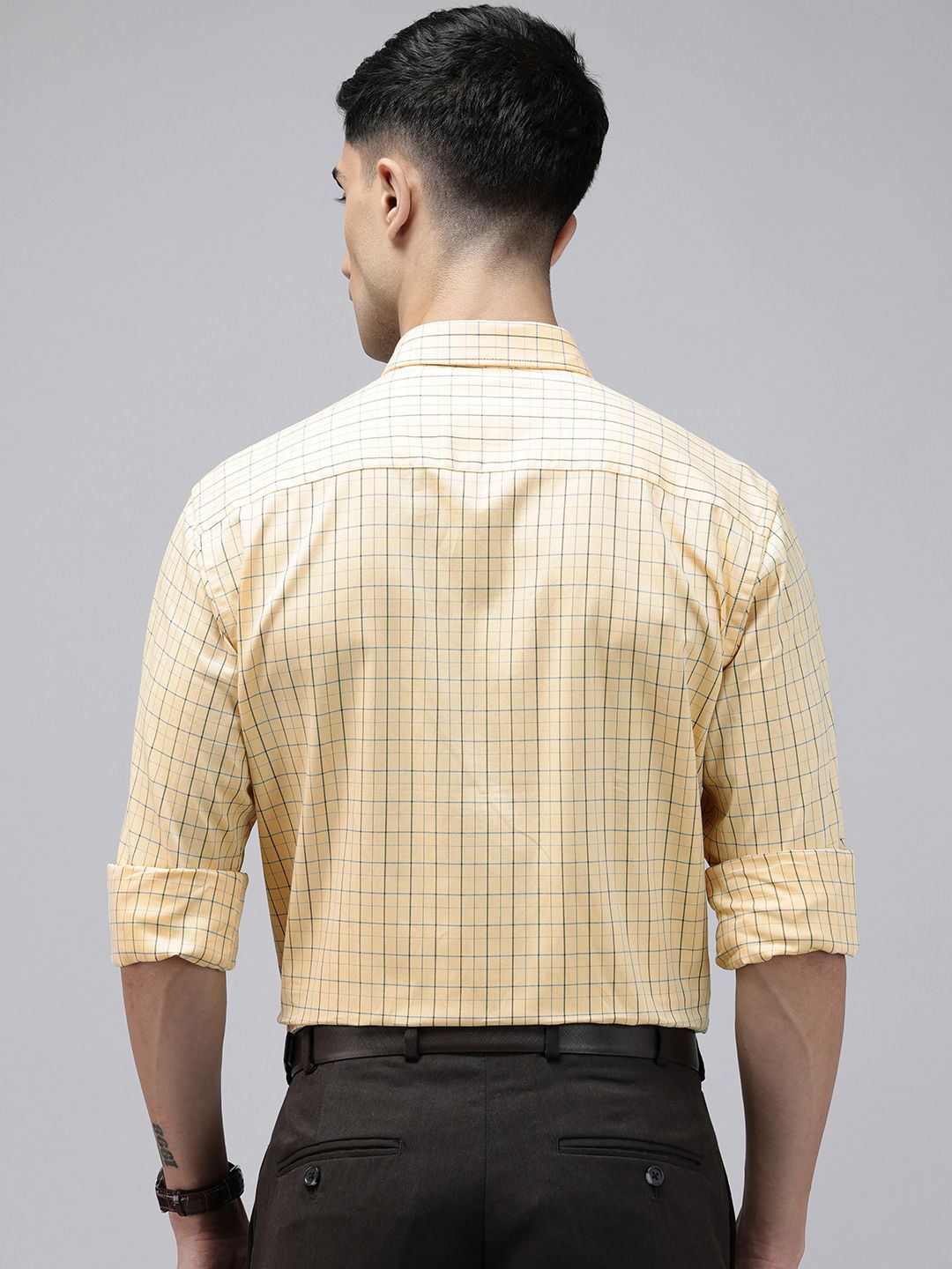 Park Avenue Slim Fit Grid Tattersall Checks Pure Cotton Formal Shirt
