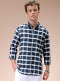 The Indian Garage Co Men Spread Collar Checked Slim Fit Casual Shirt