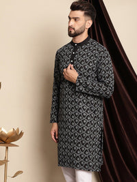 Anouk Ethnic Motifs Embroidered Band Collar Cotton Regular Kurta