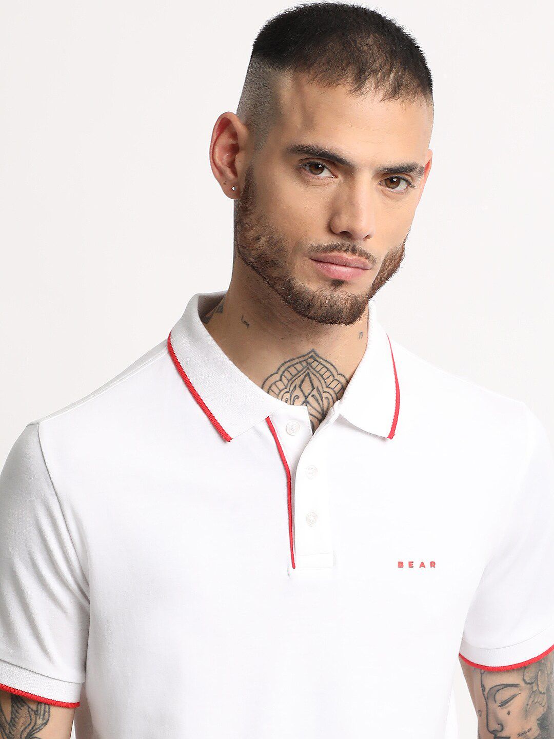 THE BEAR HOUSE Polo Collar Slim Fit Pure Cotton T-shirt