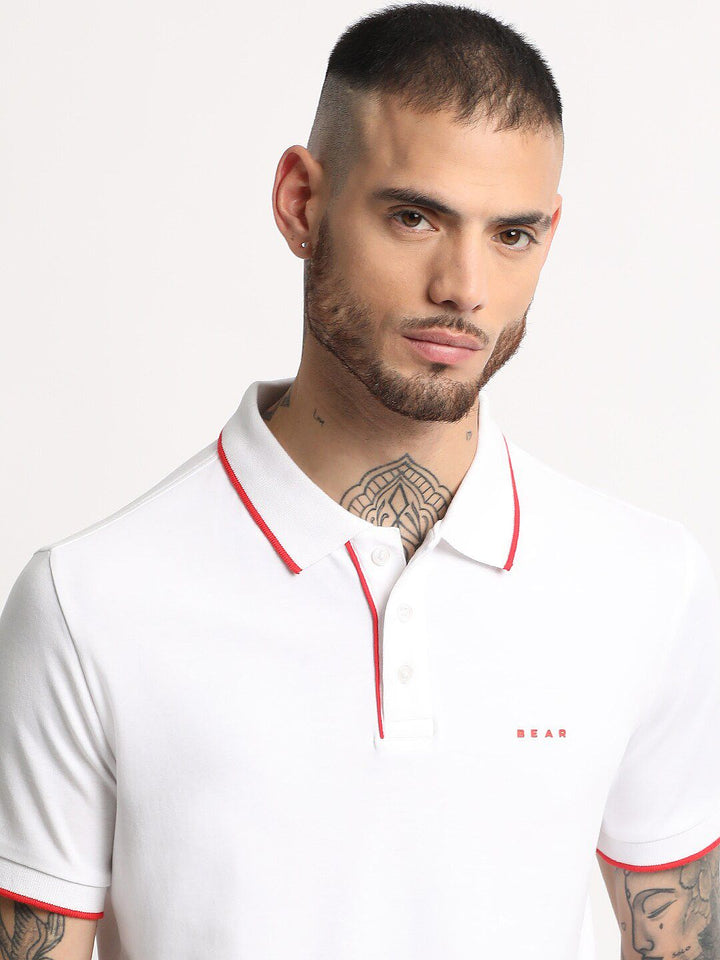 THE BEAR HOUSE Polo Collar Slim Fit Pure Cotton T-shirt