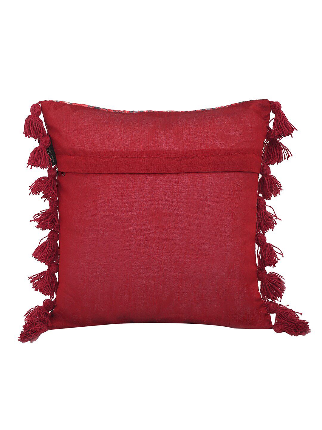 HOSTA HOMES Red & Grey Set of 2 Geometric Velvet Square Cushion Covers
