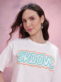DressBerry Typography Print Drop-Shoulder Sleeves Pure Cotton Relaxed Fit T-shirt