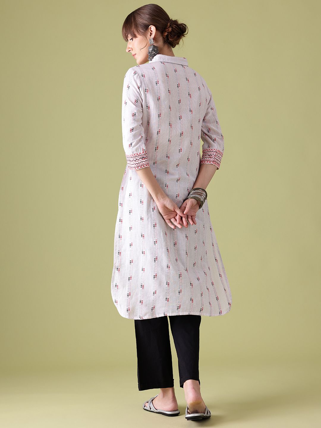 Anouk Woven Design High-Low Kurta