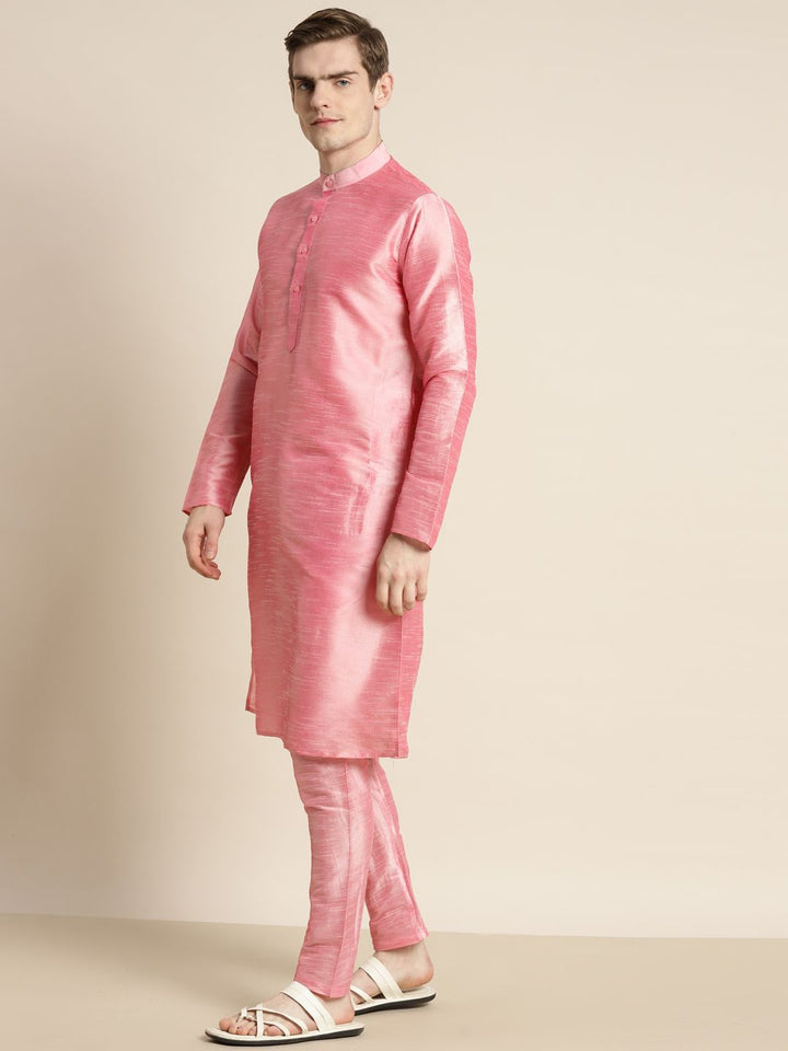 SOJANYA Men Pink Kurta with Churidar