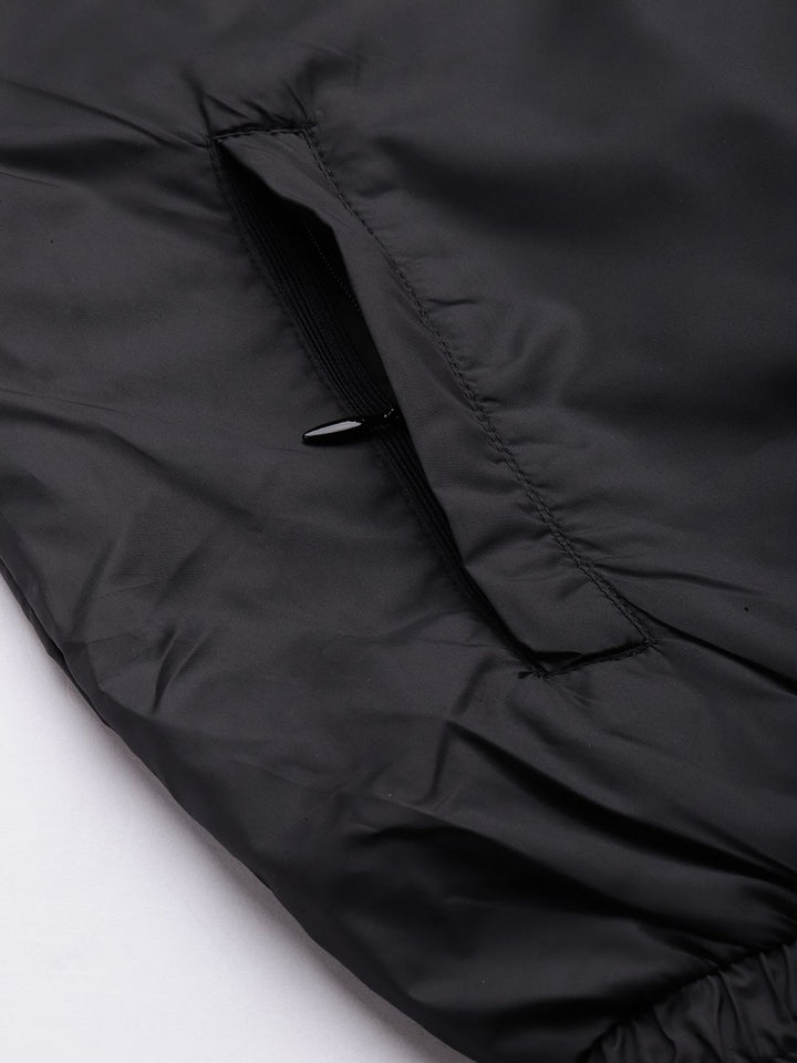 The Indian Garage Co Men Black & Blue Colourblocked Windcheater Bomber Jacket