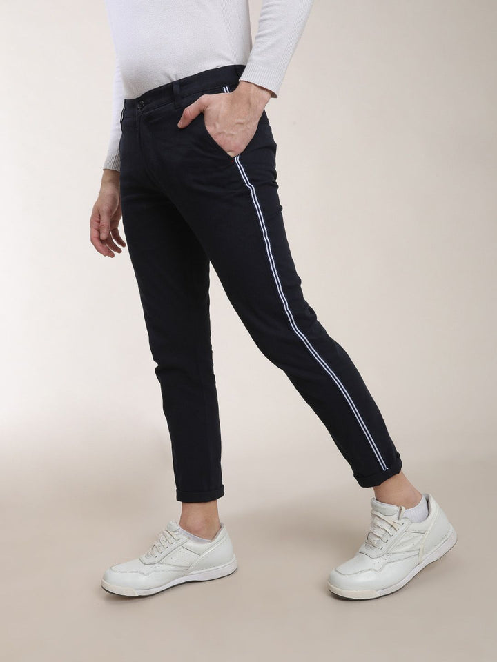 The Indian Garage Co Men Navy Blue Slim Fit Solid Chinos