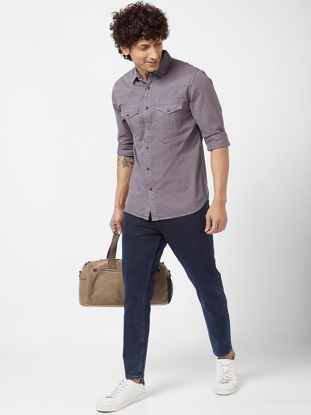 SPYKAR Men Kano Slim Fit Length Clean Look Cotton Stretchable Mid Rise Jeans