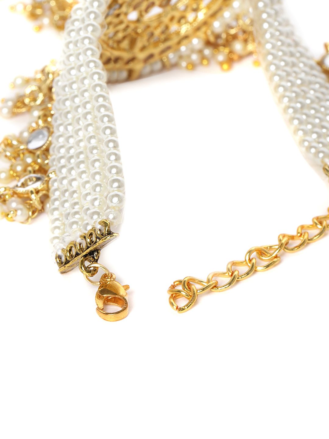 Zaveri Mutiara Berton Emas &amp; Putih Kundan &amp; Gelang Cincin Bertampal Mutiara