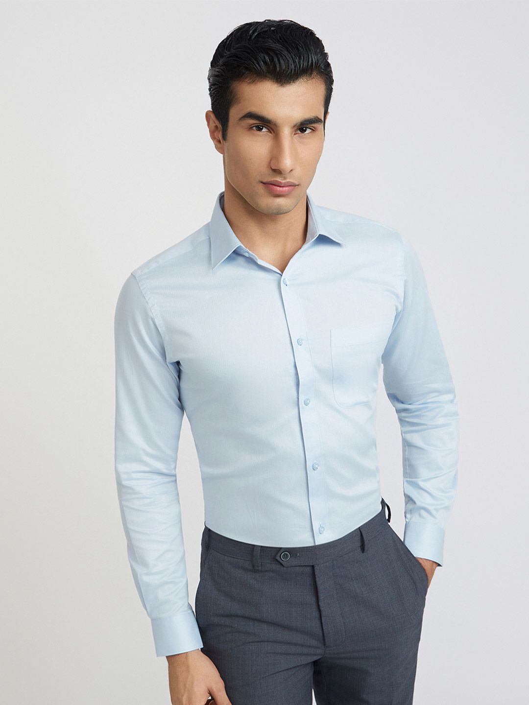Raymond Self Design Slim Fit Pure Cotton Formal Shirt