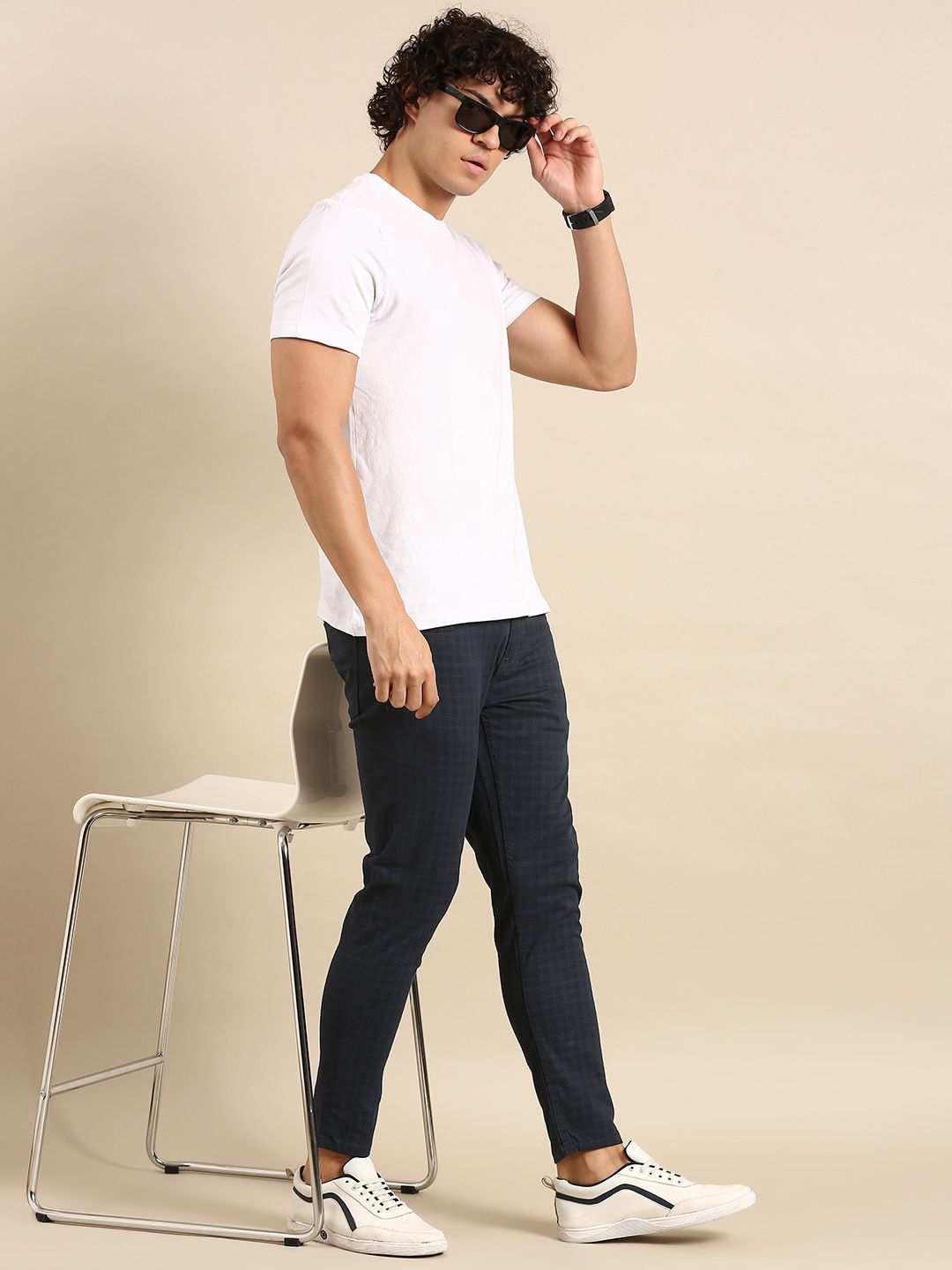 Being Human Men Mid-Rise Checked Chinos