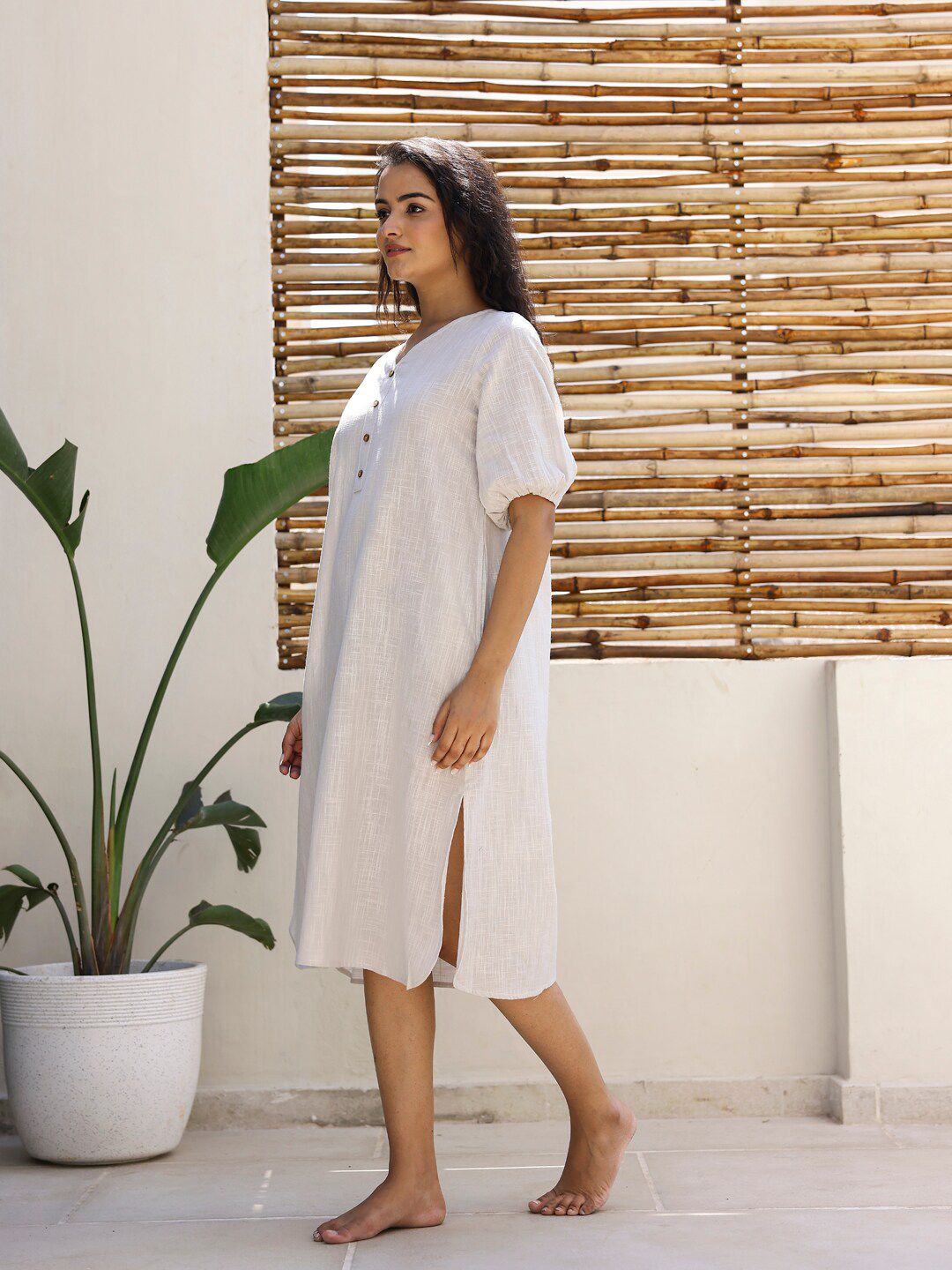 Sanskrutihomes kapas midi nightdress