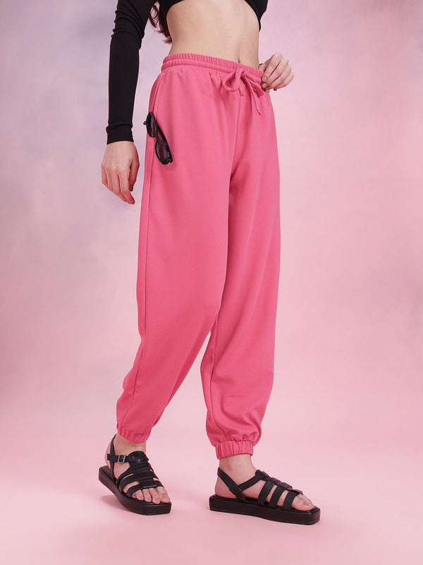 DressBerry Women Mid Rise Regular Fit Textured Joggers