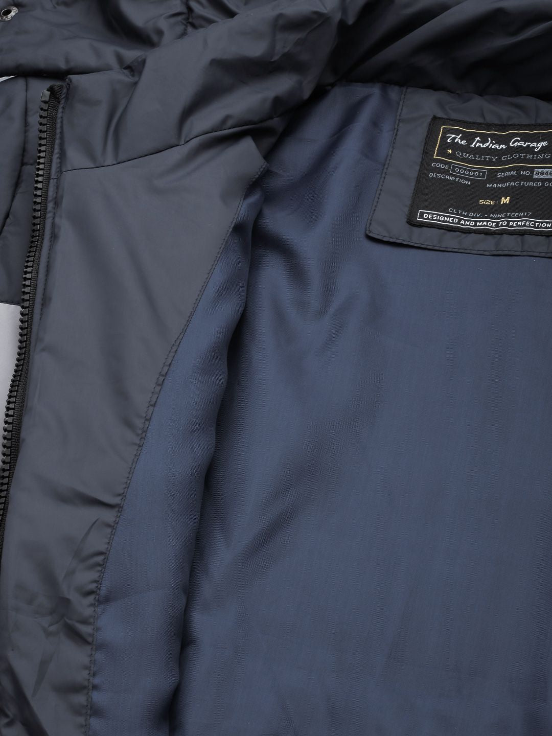 The Indian Garage Co Men Colourblock Puffer Jacket with Detachable Hood