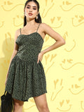 STREET 9 Olive Green & Black Printed Jumpsuit