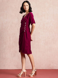 all about you Velvet Wrap-Style Sheath Dress