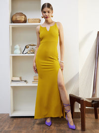 Berrylush Yellow Shoulder Straps Maxi Dress