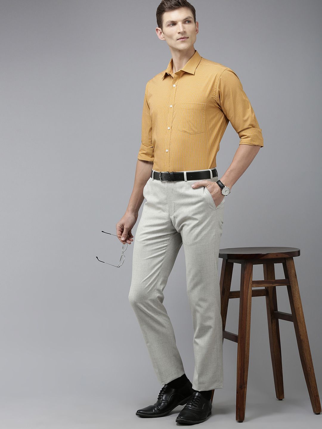 Park Avenue Slim Fit Micro Checked Pure Cotton Formal Shirt