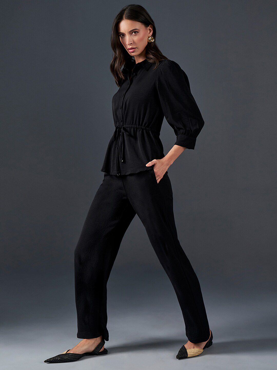 AND Shirt Collar Cuffed Sleeves Shirt & Trouser