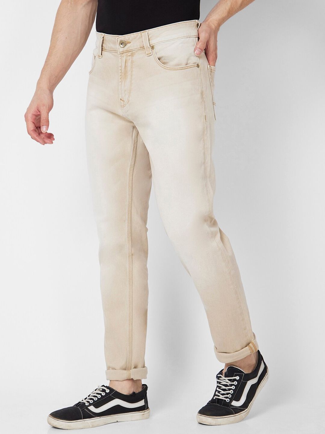 SPYKAR Men Clean Look Slim Fit Narrow Light Fade Low-Rise Stretchable Jeans