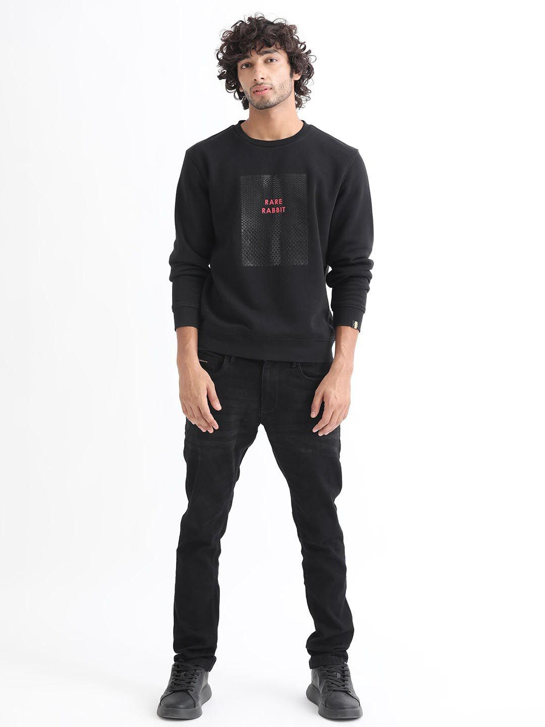 RARE RABBIT Men Osin Typography Printed Sweatshirt