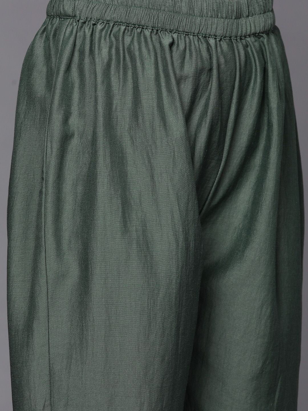 Varanga Women Green Ethnic Motifs Embroidered Kurta with Trousers & With Dupatta