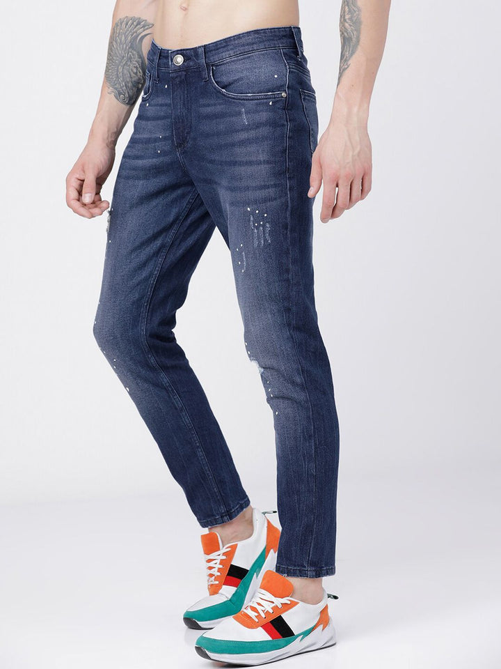 HIGHLANDER Men Blue Tapered Fit Mid-Rise Mildly Distressed Stretchable Jeans