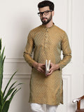 SOJANYA Ethnic Motifs Woven Design Band Collar Straight Kurta
