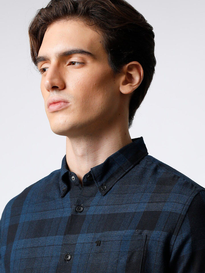 THE BEAR HOUSE Men Checked Cotton Slim Fit Casual Shirt