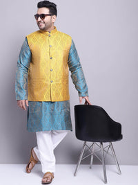 SOJANYA PLUS Ethnic Motifs Woven Design Kurta With Pyjamas & Nehru Jacket