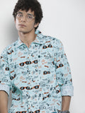 The Indian Garage Co Men Blue & Black Printed Casual Shirt